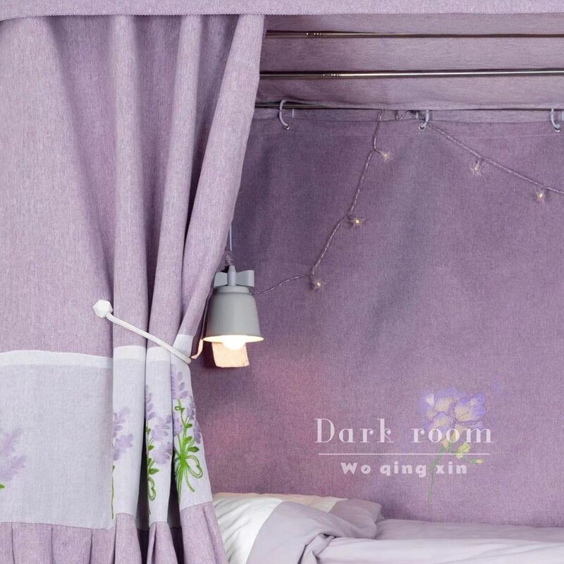 darkroom包邮推荐大学生上下铺粉紫色少女心 薰衣草刺绣精致床帘|undefined
