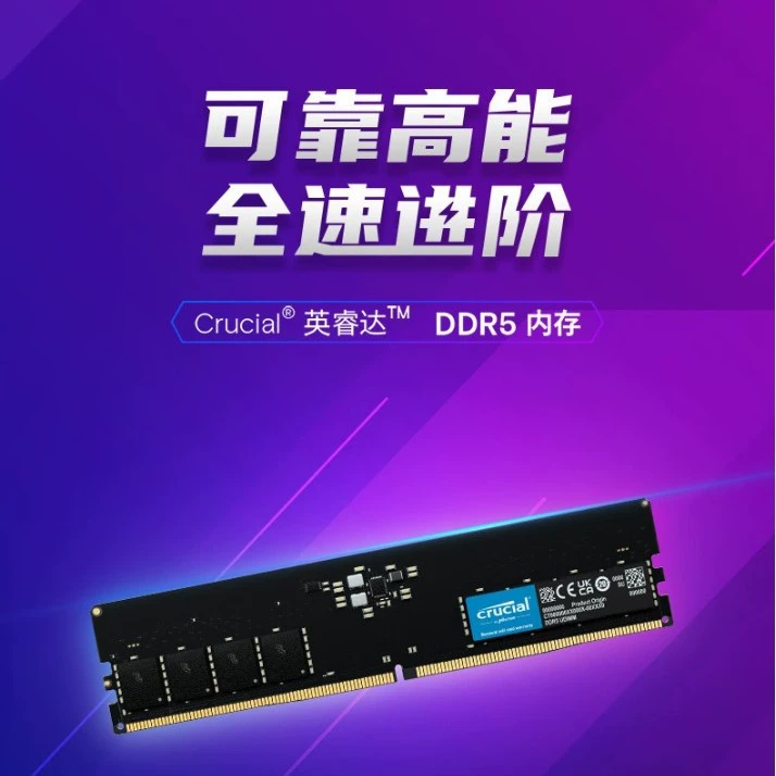 Модуль памяти DDR5 (Crucial) 5600 МГц, одиночный 16 ГБ или 32 ГБ