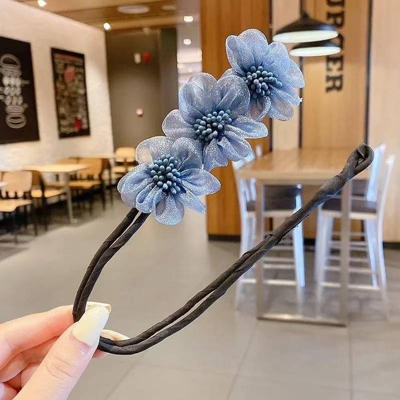 Dispela de cabello nuevo artefacto de cabello trenzado perezoso dulce novia flor Dispela de cabello todo fósforo albóndiga corbata de cabeza artefacto de cabello Han