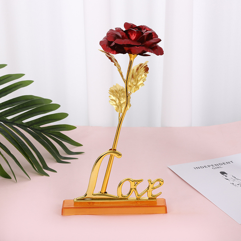 Rosa Dorada Artificial, Regalo para el Día de San Valentín o Qixi, Caja con Diseño de Cielo Estrellado, Adornos Creativos para Puestos Navideños