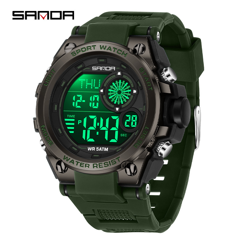 SANDA 6255 reloj estudiante multifunción cronógrafo deportivo reloj de pantalla digital electrónica impermeable de moda