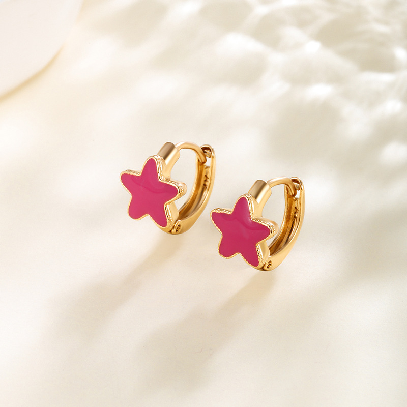 Pendientes de Aro con Estrella de Gota de Aceite de Aleación Estilo Ruso de Xuping Jewelry, Pendientes de Nicho de Alta Gama para Mujer de Verano
