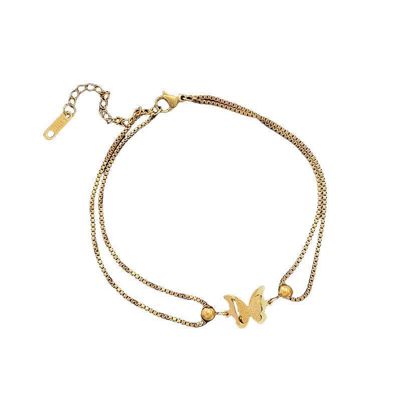 Butterfly Bracelet de alta calidad 18k oro nuevo estilo de cadena de tobillo de acero de titanio no decolor sexy nicho de tobillo para mujeres