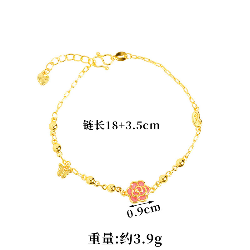 Nuevo chino vietnamita arena oro pulsera esmalte color mariposa joyería de mano mujer ligera de lujo estilo de alta calidad joyería suministro