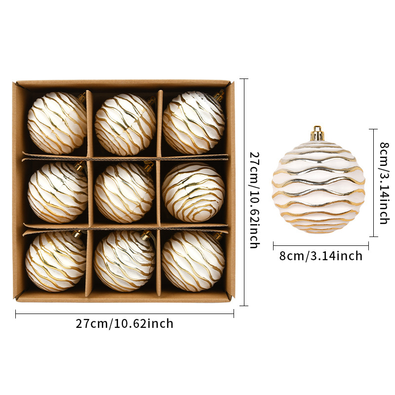 Decoración de Navidad 8CM colgante de bola de Navidad de plástico en el hogar tienda ventana de vestir árbol de Navidad colgante bola