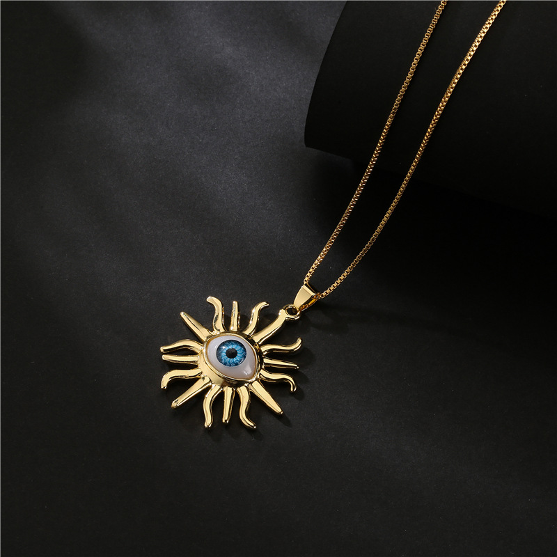 wholesale jewelry sun-eye shape pendant copper necklace nihaojewelry