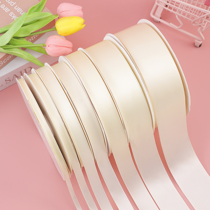 Beige Gift Wrapping Ribbon Polyester Ribbon Banquet Wedding Cake Baking Accessories Ribbon Flower Tie