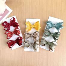 欧美外贸蝴蝶结扭花立体儿童蝴蝶结头饰手工布艺头花宝宝发夹边夹