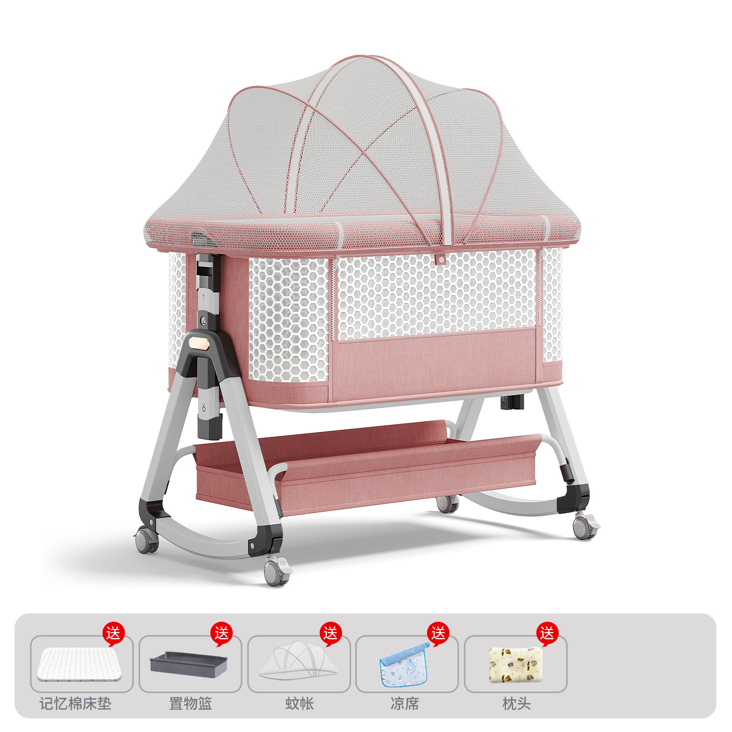 Cama de bebé móvil portátil cuna cama plegable multifuncional BB cama para recién nacidos empalme cama grande