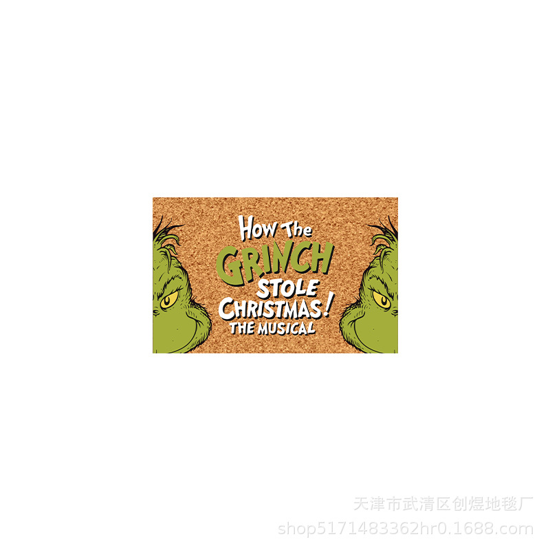 En stock Grinch alfombra del piso transfronterizo alfombra de Navidad alfombra de puerta de vacaciones verde payaso alfombra del piso
