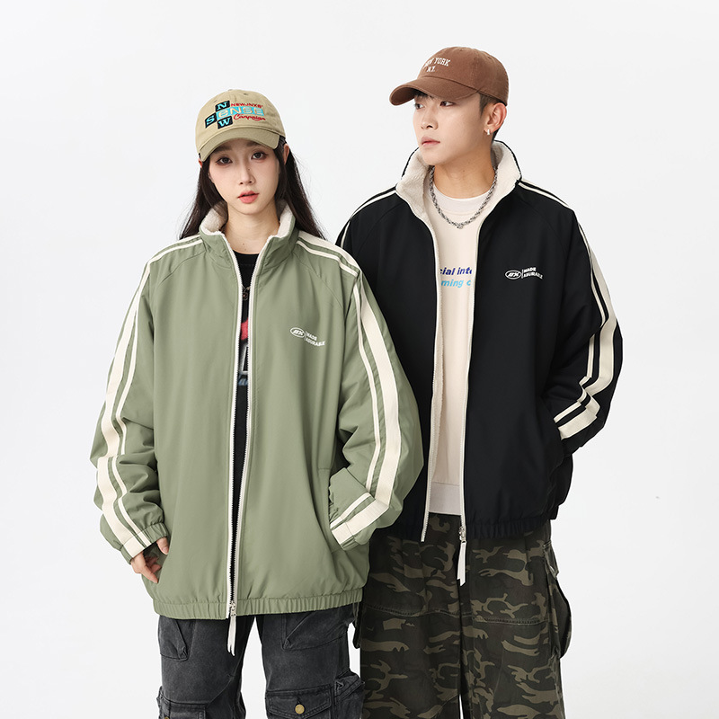 Men's Clothing jacket lamb fleece outdoor two sided wear jacket men's and women's jacket windproof waterproof mountaineering sports thickening_voghion.com