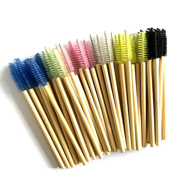 Factory direct disposable environmentally friendly bamboo handle eyelash brush grafting eyelash eyelash dyeing and ironing makeup brush