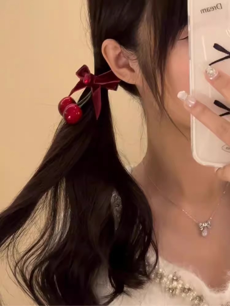 New Year Festival Peach, Cherry, Knot, Butterfly, Bow Knot Pattern Sweet Women's Peach Cherry Knot Hair Clip