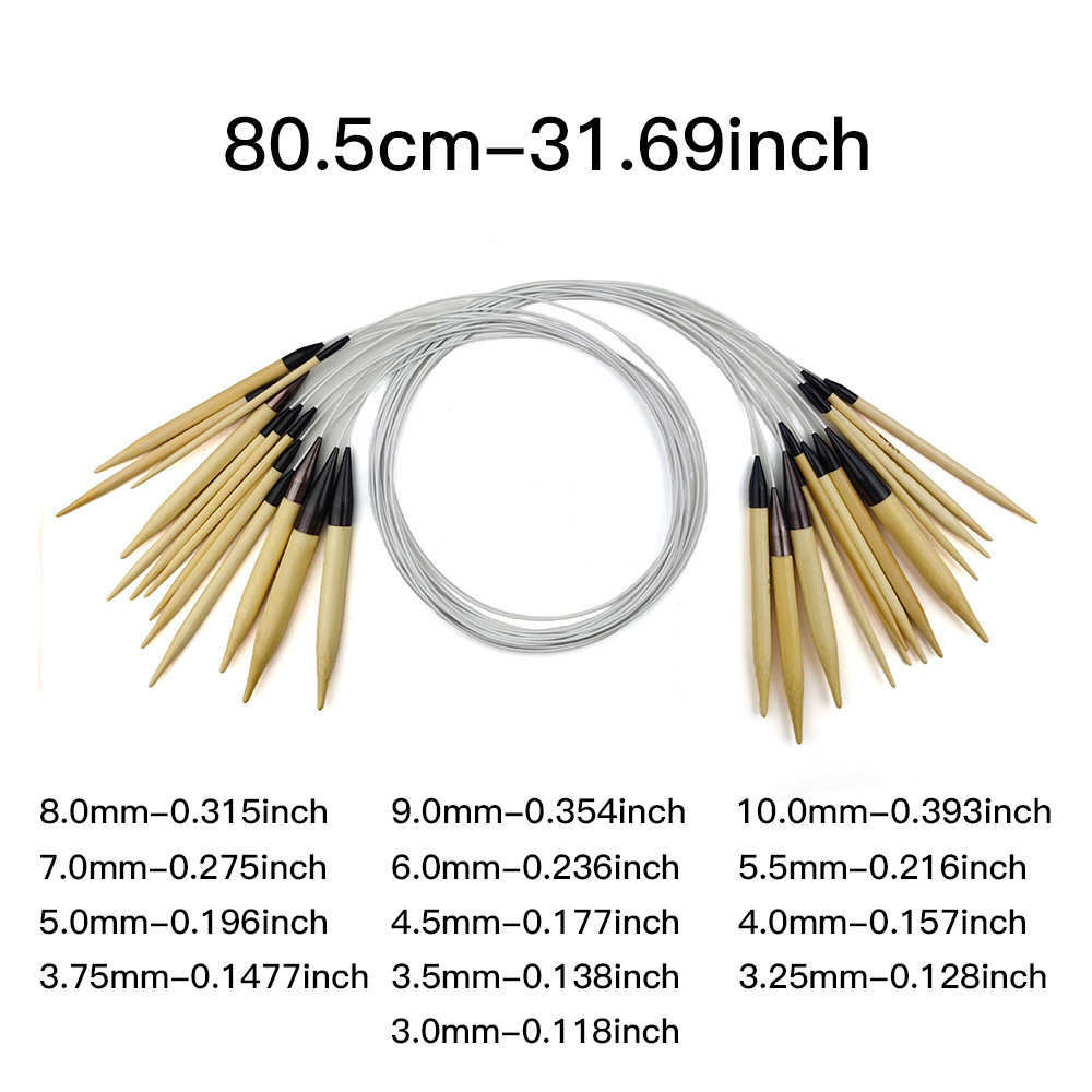 Herramientas transfronterizas Juego de 80CM Aguja de anillo de bambú blanqueada Pulido a mano Aguja de anillo de bambú blanqueada 8CM