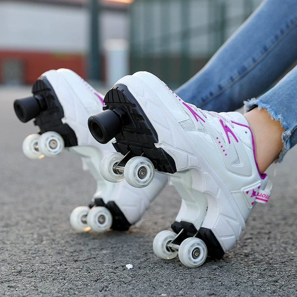 119 white and pink large four-wheel retractable