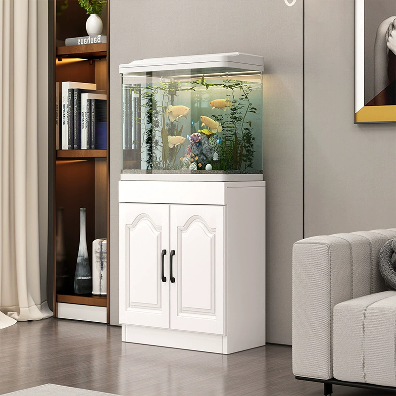 Аквариум, бытовой, без замены воды, экологический, изогнутый аквариум для золотых рыбок с шкафчиком и отделениями, цельный полный комплект, маленький и простой.