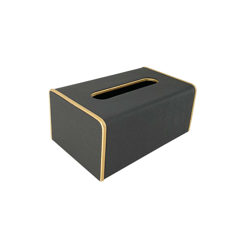 Caja de pañuelos comercial hogar Luz de lujo nórdico multifunción mesa de café control remoto Hotel caja de pañuelos de cuero impreso LOGO