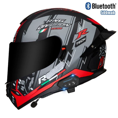 helmet double lens big, Motosiklet kaskı (dəbilqə) - red-pioneer-tea-mirrorbluetooth-m