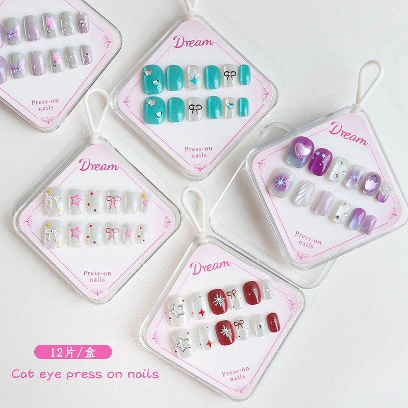 Reusable Cat-Eye Large Children's Nail Tips, Trendy and Popular Clear and Cool Cat-Eye Wearable Nail Tips, Detachable Nail Art Finished Product Reusable Cat-Eye Large Children's Nail Tips, Trendy and Popular Clear and Cool Cat-Eye Wearable Nail Tips, Detachable Nail Art Finished Product