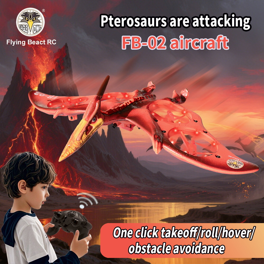Cross-Border Remote Control Aircraft Pterosaur Fighter Simulation Dinosaur Cool Light Quadcopter Model Aircraft Foreign Trade Toys