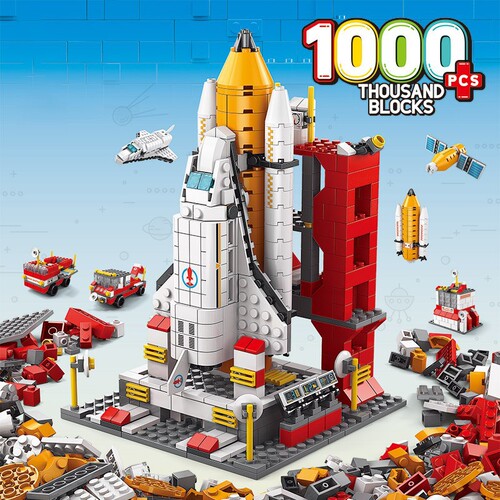 LEGO-Compatible Assembly Model of the LEGO Brothers' Space Shuttle Rocket – Children's Educational Toy Décor Piece