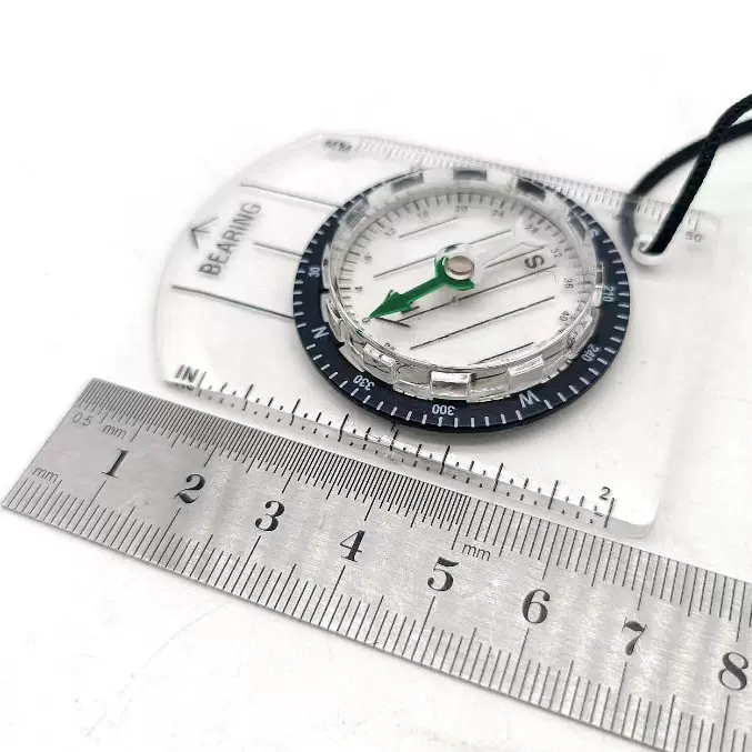 户外透明 迷你亚克力比例尺指南针 地图比例尺挂绳指北针厂家直销