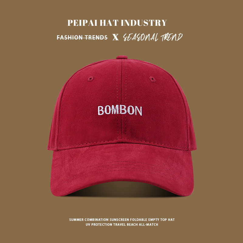 Gorra de béisbol, cara coreana, ala de sombrero pequeña ensanchada, mujer, pómulos, circunferencia de la cabeza grande, sombrero para el sol profundo, sombrero de visera rojo, hombre