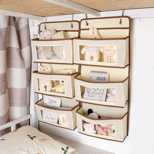 Bedroom bed hook type hanging storage bag dormitory magic lower bed headboard without drilling bed side shelf
