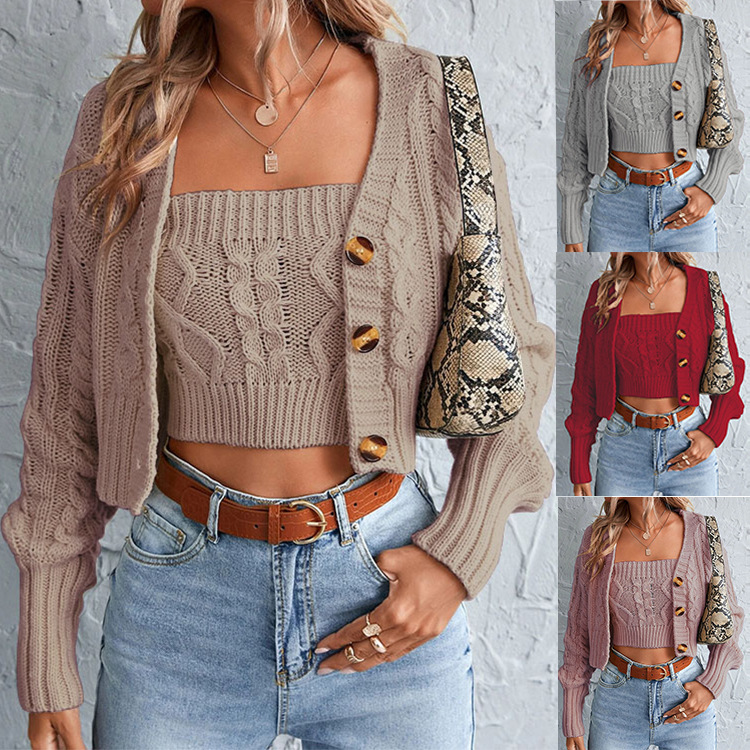 Regular Sleeve Sleeve Type Polyacrylonitrile Fiber Fabric Type Short Top Length Wholesale Women'S Casual Solid Color Long Sleeve Patchwork Sweaters & Cardigans