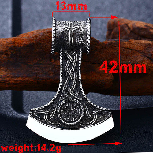 Beier Nordic Sweden Norway Viking Celtic Knot Stainless Steel Pendant Retro Men's Titanium Steel Axe Necklace