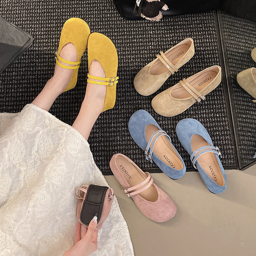 Diao retro Mary Jane shallow single-layer shoes women's 2025 new style chanel style gentle dress grandma shoes minococcasin-bean shoes