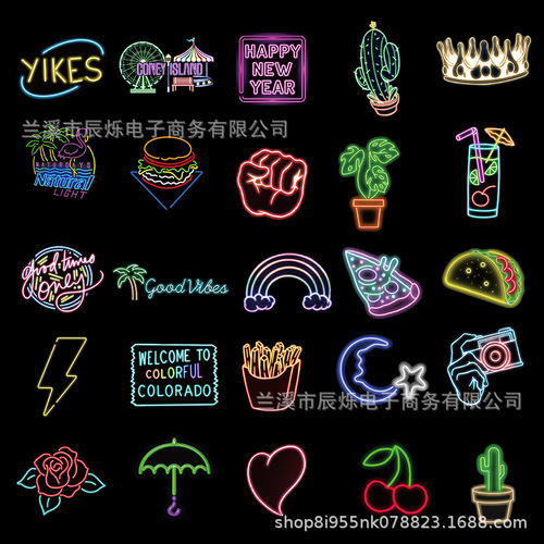 50/100 pieces of ins style neon psychedelic stickers suitcase computer guitar water cup decoration waterproof stickers