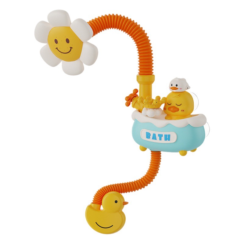 Children's Sunflower Shower Bath Toy Electric Yellow Duck Water Shower Head Duck Water Spray Boys and Girls