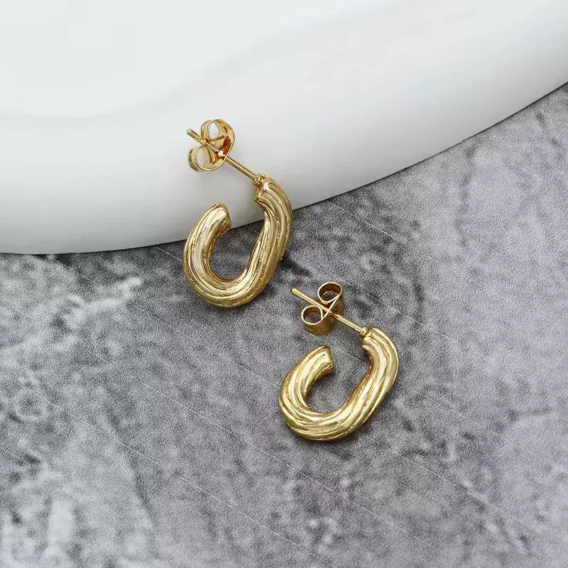 法式复古电镀金色金色耳环高级感简约耳钉 时尚百搭轻奢个性小众