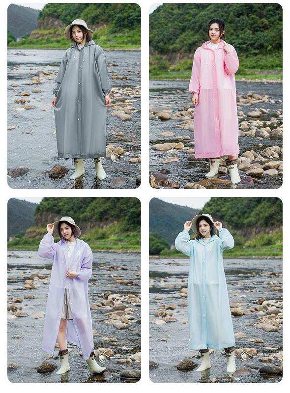 EVA製使い捨てではないレインコート、長めで厚手、一体型、暴風雨対応、大人男女兼用、アウトドア旅行用、携帯に便利|undefined