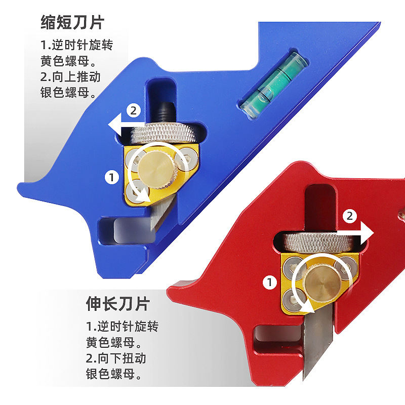 Carpintería Biselado cepillado manual 45 ° Bisel recorte cepillado eliminación de esquina ángulo de limpieza cuchillo de cepillado multi-bit conmutable DIY