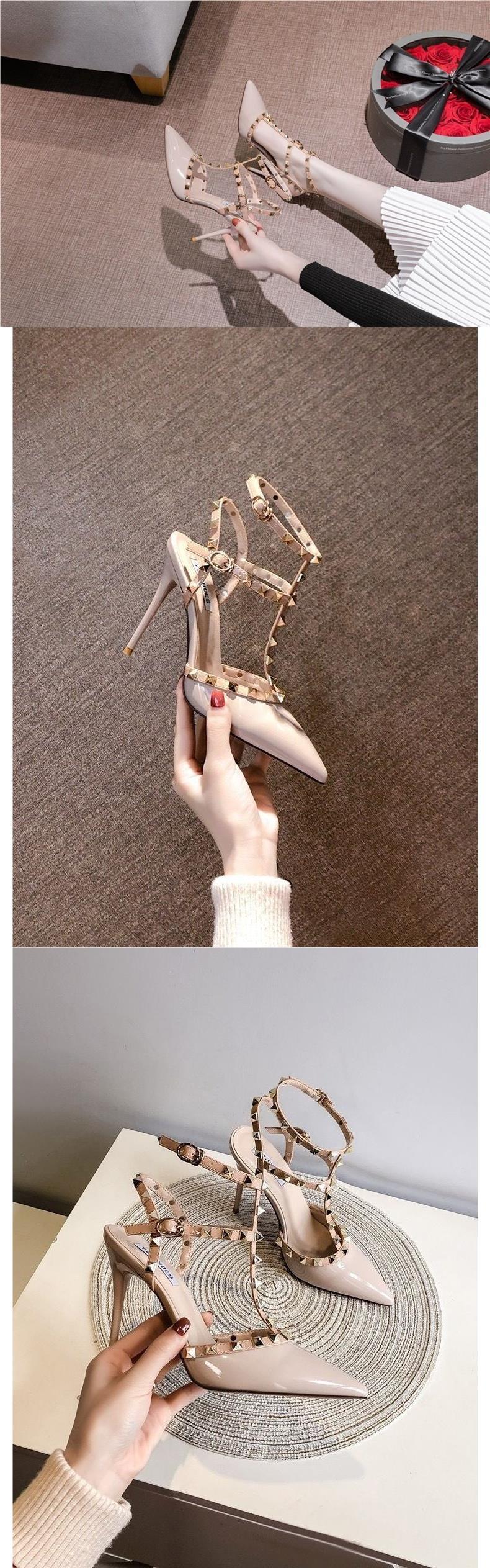 Pantofi Cannon, tocuri înalte de pat, tocuri înalte sexy, sandale stiletto pentru femei mărimi mari, cu baretă cu vârful ascuțit, pantofi de club care nu obosesc picioarele_voghion.com