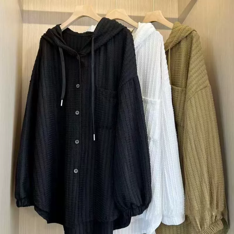 Плюс размер 150kg весенне-осенний кардиган с капюшоном в европейском стиле для женщин, модная повседневная утягивающая куртка для похудения