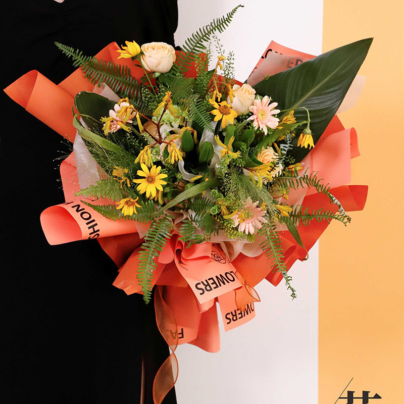 Flor fiesta fábrica de flores al por mayor rosa flor embalaje de papel florista ramo de flores regalo embalaje de papel florista suministros