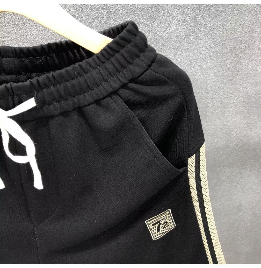 Men's Black Embroidered Casual Shorts Trendy Summer Outerwear Sports Pants New Style_viptrois.com