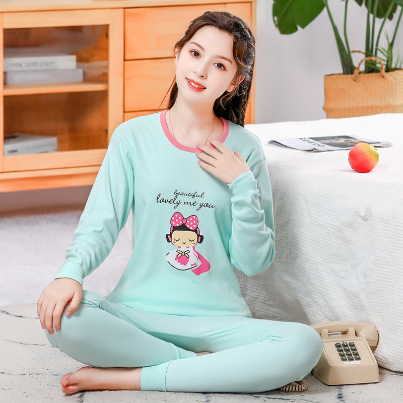 Ropa de otoño para jóvenes pantalones largos traje para niños y niñas niños medianos y grandes suéter de algodón suéter pantalones de algodón traje de ropa interior térmica