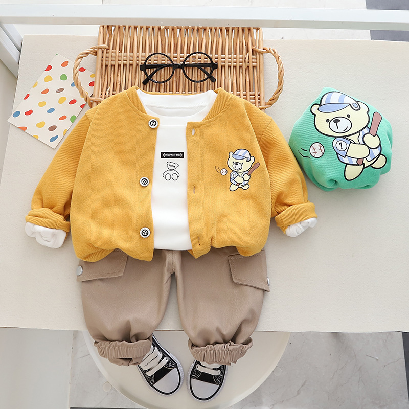 Autumn cartoon baseball cardigan for boys