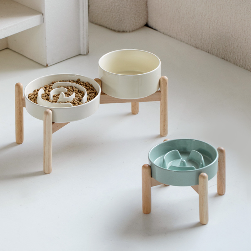 Tazón de cerámica para perros y gatos para mascotas, cuello para perros y cachorros pequeños y medianos, anti-derrumbe, anti-asfixia, tazón de alimentación lenta, tazón de alimentación lenta transfronterizo