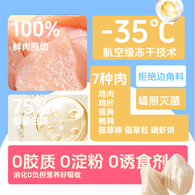 宠物冻干罐装猫咪零食狗狗冻干鸡肉粒猫草蛋黄补营养解馋