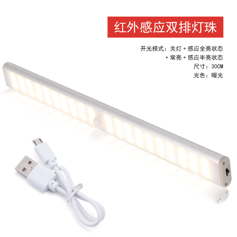 Fuente fabricante recargable luz nocturna luz de sensor de cuerpo humano led inteligente luz de armario de pared luz de armario de succión magnética de batería