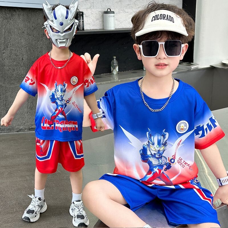 Boys' Summer Outfit Ultraman New Children's Clothing Short-Sleeve Kids' Nezha Thin Stylish Cartoon Set Boys' Summer Outfit Ultraman New Children's Clothing Short-Sleeve Kids' Nezha Thin Stylish Cartoon Set