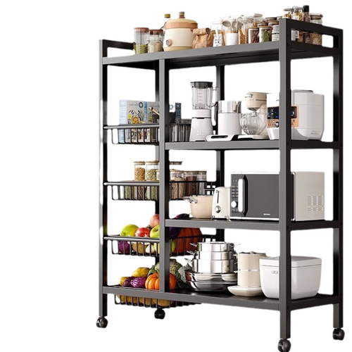 Household Multi-Functional Storage Rack | Kitchen Fruit & Vegetable Organizer | Floor-Standing, Movable Storage Basket | Bowl & Chopsticks Drainage & Display Shelf