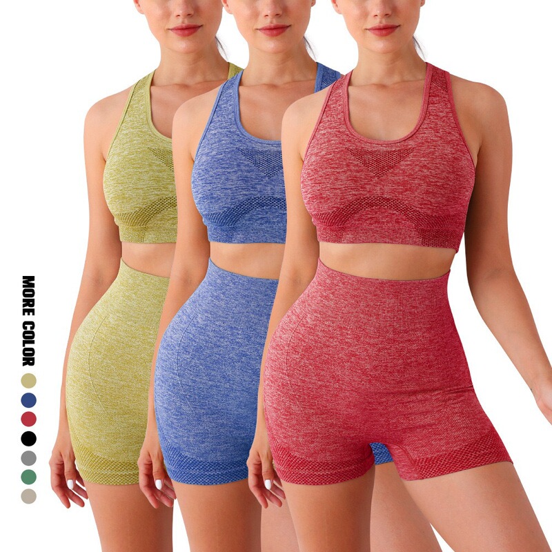 Cross-Border Fitness Yoga Quick-Dry Elastic Set Sports Bra Two-Piece Breathable Push-Up Beautiful Back Elastic Shorts Cross-Border Fitness Yoga Quick-Dry Elastic Set Sports Bra Two-Piece Breathable Push-Up Beautiful Back Elastic Shorts