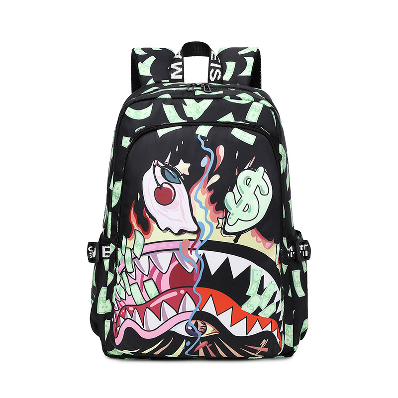 Cross-Border Trendy New Shark Print Backpack, Fashionable Travel Backpack, Large Capacity, Trendy and Lightweight Student School Bag Cross-Border Trendy New Shark Print Backpack, Fashionable Travel Backpack, Large Capacity, Trendy and Lightweight Student School Bag