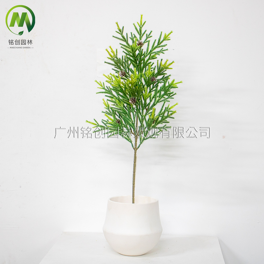 Simulación de ramas de pino, hojas de cedro, ramas de frutas, flores de pino de bienvenida, pino de belleza, podocarpus, bonsái, hojas insertadas, decoración de árboles de Navidad, ramas de pino falsas